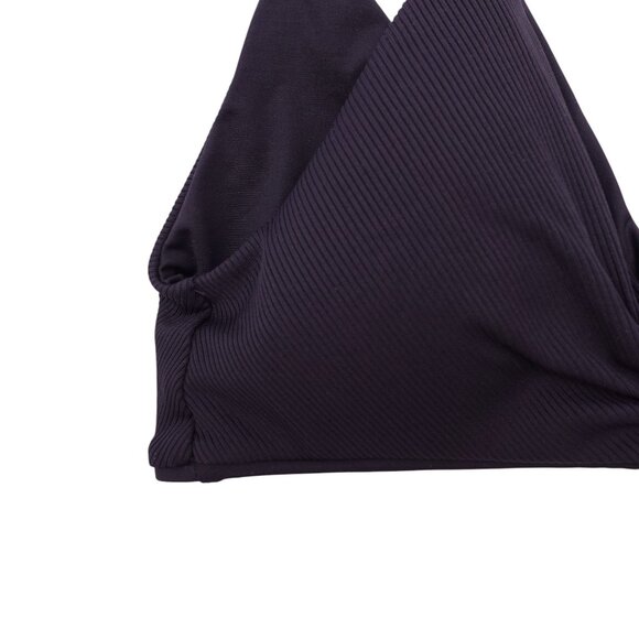 NWT Becca Modern Edge Convertible Ribbed Bikini Top Sz M Black Removable Cups - Picture 3 of 11